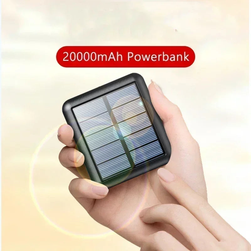 SolarMini 20000mAh Power Bank with Built-in Cables & LED Flashlight